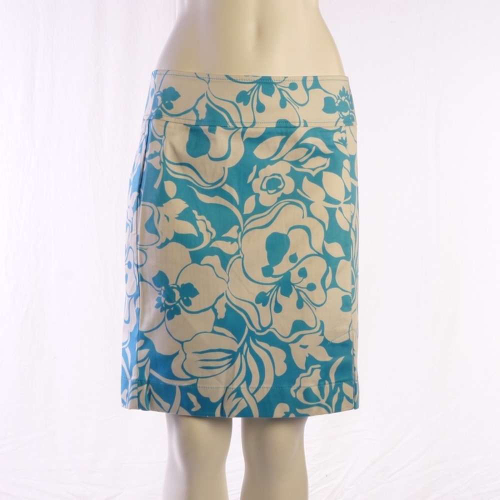 NWT Ann Taylor Skirt Aloha Floral Print Summer Lightweight Cotton w Stretch